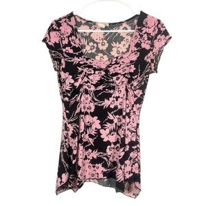 Y2K Egen Floral Flowy Cinched Square Neck Coquette Blouse Top Medium
